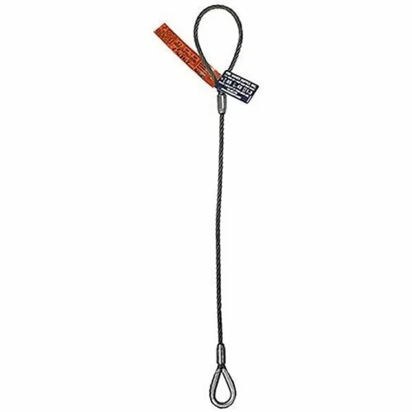 Sngl Leg Wire Rope Slng, 1/2 in dia, 14ft L, Flemish Loop to HD Thimble, 2.5 Ton Capacity, Hsi, Mfr#: 105B1/2XET-14